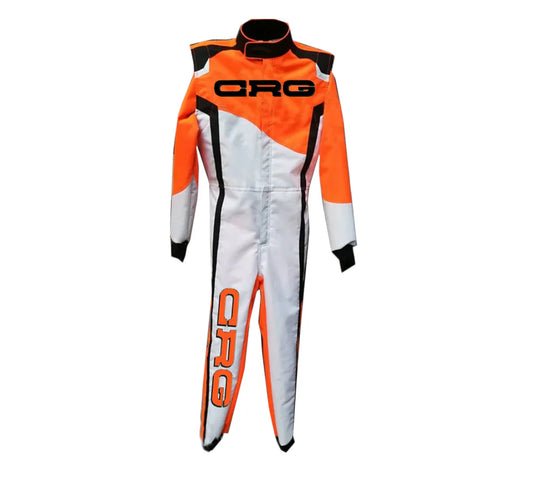 CRG Go Kart Racing Suit Overall with sublimation print, lightweight breathable fabric, and ergonomic fit for maximum racing performance.